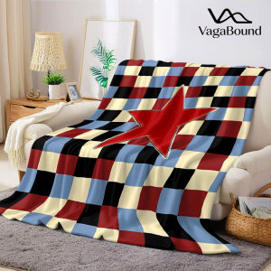 Star Check Flannel Blanket Warm Soft Halloween Christmas Decorative Couch Warm Cozy All-Season Gift