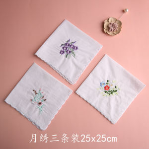 ผ้าเช็ดหน้าผ้าฝ้ายแท้สําหรับสุภาพสตรีสไตล์ย้อนยุคผ้าพันคอสี่เหลี่ยมดูดซับเหงื่อเหมาะสําหรับพกพาขนาด 30 ซม