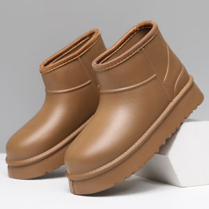 Winter Thickened Waterproof Snow Boots Womens Fur Integrated Anti-slip Warm Cotton Boot Northeast Snow Shoes Casual Mid-calf PU Leather