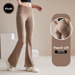 Womens High-Waist Fitness Tight Pants Quick-Dry Breathable Yoga Bell Bottoms Slimming Yoga Pants Tummy Control Sportswear