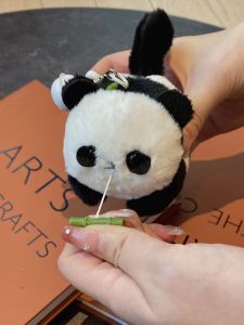 Cartoon Panda Doll Pull String Tail Wiggling Plush Toy Cute Plushie Keychain Creative Gift Festive Supplies