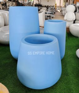 REX FP37 Matte Blue Fiberglass Tall Flower Pot Pasu Bunga Garden Taman Plant Pokok Fiber Indoor Outdoor Pasu Tinggi