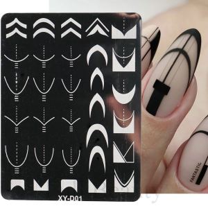 New French Style Moon Nail Art Tools Steel Plate with Cute Cat and Butterfly Cross Print for Easy Peel Off Manicure