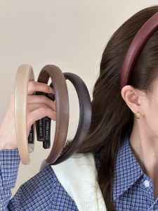 ความยืดหยุ่นสูง หนัง ห่วงผม ผู้หญิง มีสไตล์ ที่คาดผมแบบกดพร้อมจีบ หลากหลาย ยางรัดผม สไตล์เกาหลี เครื่องประดับผม