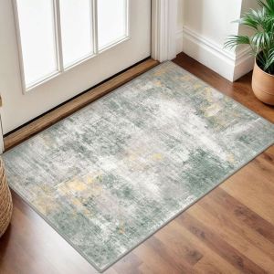 VIKAMA Sage Green Gold Tóm Tắt Màu Xanh Lá Cây Vàng Phong Cách Cổ Điển Thảm Trang Trí Mềm Mại Phong Cách Hiện Đại Tấm Lót Sàn Trang Trí Lối Vào Trong Nhà Chất Liệu Polyester Chống Trượt