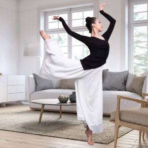 Quần Váy Khiêu Vũ Cổ Điển Màu Trắng Quần Áo Luyện Tập Cơ Thể Quần Áo Khiêu Vũ Quần Váy Rộng Rãi Cho Nữ Quần Áo Khiêu Vũ Bằng Vải Voan Lụa