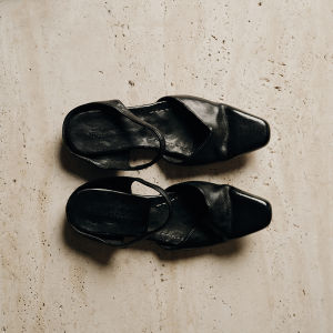 Water-washed Three-color Handmade Leather Half Slip-on Shoes