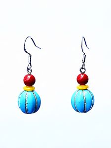 Handmade Natural Optimized Turquoise Earrings Vermilion Dangle Versatile Vintage Style Exquisite Ear Jewelry Silver Hook