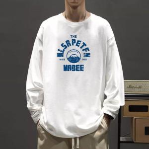 2024 New Arrival Long Sleeves Men T-shirt Printing Pure Cotton Inner Bottoming Shirt Trendy Mens Clothing Autumn Sweater Top Clothes