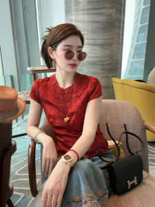 Fashionable Versatile Chinese Style Short Sleeve Shirt Womens Top Elegant Unique Design Commute Style Regular Fit Summer 2025