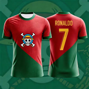 Bandai | Anime Soccer Jersey Luffy Soccer Top Ronaldo No. 7 Shirt Portugal Soccer Shirt Soccer Quick Dry T-shirt for Adults and Kids