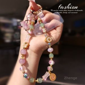 ZHENGEGE | Antique Style Beaded Hand Chain Phone Strap Delicate Lily-of-the-Valley Pendant