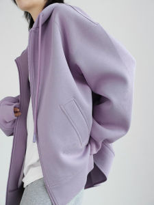 SUHUIQIAN | Purple Hooded Jacket Women Loose Zipper Cardigan
