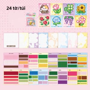 24 Chiếc Pixel Story Hạt Phong Cảnh Dán 2 Phong Cách DIY Khung Ảnh Sổ Lưu Niệm Laptop Cốc Laptop Trang Trí Chất Liệu Giấy