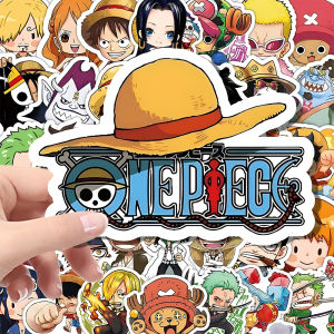 Bandai | 55 All-in-one Anime Stickers Luffy Zoro Sanji Cartoon Graffiti Stickers Waterproof PVC Stickers Suitable for Laptop Decoration