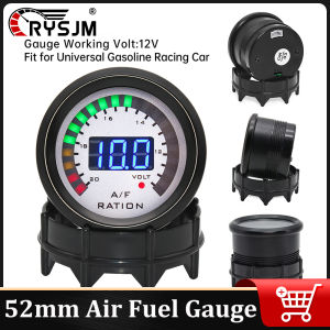 52mm Digital Air Fuel Ratio Gauge Car Gauge AFR Fit for 12V Car Voltmeter 2 in 1 Can Be Paired With Narrowband O2 Oxygen Sensor