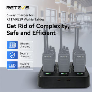 Retevis RTC17 Radio dua hala enam-slotted pengecas meja untuk Retevis RT17/RB29 Walkie Talkie