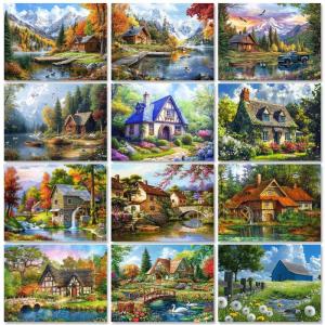 GATYZTORY Không Khung Làng Phong Cảnh Carnival Tranh Bằng Số Bộ Acrylic Sắc Tố Tô Màu Trên Vải Cho Nghệ Thuật Treo Tường