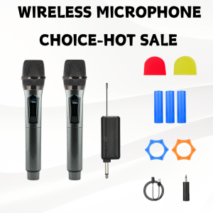 Wireless Microphone UHF Fixed Frequency 2 Channels Handheld Mic Micphone For Party Karaoke Professional Church Show Meeting
