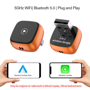 Hộp Kết Nối Thông Minh Không Dây 2 Trong 1 Orange Carplay Android Auto Cắm Là Chạy Tự Động Kết Nối Cho VW KIA Volvo Audi Ford Honda MG