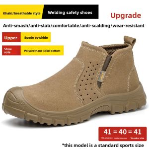 Mens Safety Shoes Lightweight Welding Work Footwear with Steel Plate One-Touch Anti- Puncture Anti- Crush Breathable Work Boots