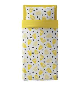 BRUKSVARA บรุคส์วอร่า ชุดเครื่องนอน 3 ชิ้น เหลือง/ขาว 150x200 ซม.