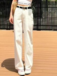 High Waist Slim Straight Leg Jeans Casual Versatile Elastic Waist Denim Pants Womens Fashion Spring New Style Classic Blue