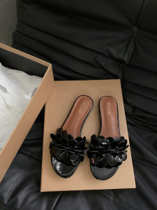 Silver Flat Bottom Sandals Womens Shoes Summer French Elegance Simple Design Casual Slip-On Flats Beachwear Comfortable Footwear