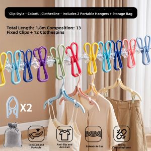 rosekey | Portable Travel Clothesline with Clips