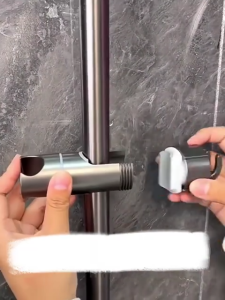 Shower Head Holder Adjustable 360 Rotation ABS for 18-25mm Rail No Drill Bathroom Wall Mount Silver