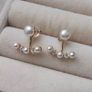 DaVee | Freshwater pearl earrings stud earrings 14K gold plated earrings