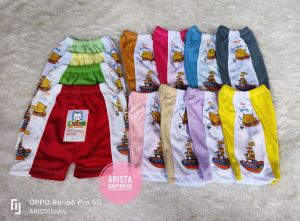 1Lusin/12pcs Celana pendek bayi model strip kombinasi (0-12bln) SNI ilhambaby