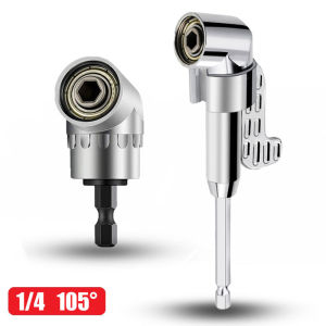 105 Degree Angle Screwdriver Set Holder Adapter 1/4" Inch Magnetic Angle Driver Adjustable Bits Nozzles Angle Screw Driver Tool