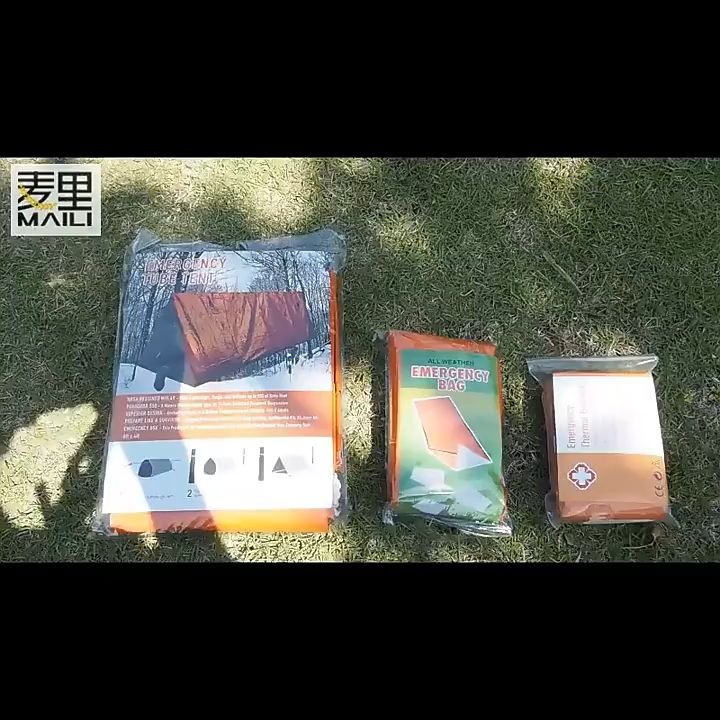 Outdoor life-saving emergency first aid blanket Portable insulation blanket PE insulation orange sleeping bag Disposable tent