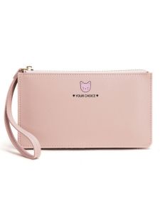 กระเป๋าสตางค์ผู้หญิงแบบยาว กระเป๋าสตางค์แบบหนัง PU ความจุขนาดใหญ่ กระเป๋าสตางค์แบบมีซิป กระเป๋าสตางค์แบบมีสายสะพายแบบบาง