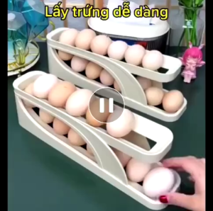 Khay Trứng Thông Minh Lăn Tự Động 2 Tầng - 4 Tầng Khay Đựng Trứng Tiết Kiệm Không Gian Tủ Lạnh