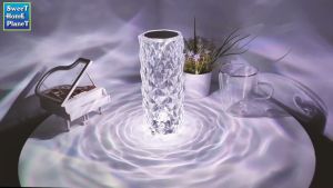Crystal Rose Diamond Table Lamp Acrylic LED RGB 16 Colors USB Remote and Touch Control Desk Lamp for Bedroom and Living Room