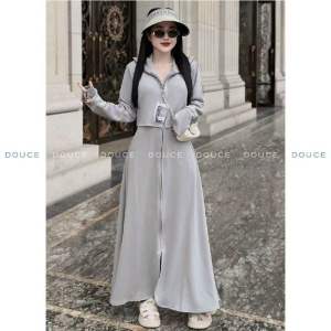 Áo Chống Nắng Toàn Thân Nữ Dáng Váy Thân Trên 2 Lớp Dáng Crotop. Vải Umii mềm mại chống nắng tốt