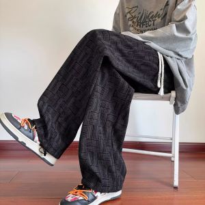 Mens Corduroy Casual Pants Spring Autumn Loose Straight Leg Sporty Dirtied Style Comfortable Wear Resistant Trousers
