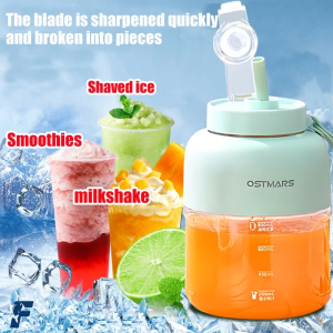 OSTMARS 1100ml High-Capacity Portable Juice Blender with Dual Lids and Dual Blades 80W Powerful Electric Fruit Blender for Smoothies and Juicing Ice blender machine水果机 榨汁机 ostmars果汁机