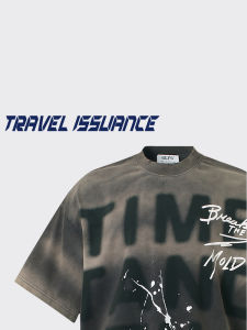 Travel Issuance Oversize Loose Sleeveless T-Shirt Street Hip Hop Lettering Time Stop Short Sleeve round Neck Cotton Tee