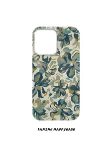 Blue Floral Original Oil Painting Phone Case Full Cover Anti-Fall Matte Huawei Mate60 pro Xiaomi  15 14 pro Creative 13 Hong Kong Style Artistic