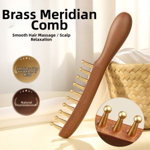 MOYIRAN | Brass Long Handle Acupressure Massage Comb Wide Teeth