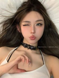 Cool Sweet Spicy Girl Heavy Work Leather Choker Necklace New Retro with Leather High End Fashion Jewelry Accessories for Women