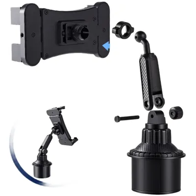 Car Cup Holder Magnetic Phone Mount 360 Rotation Secure Flexible Clip On Universal Smartphone Stand