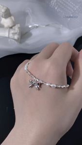 Lắc Tay Bạc Nữ Cao Cấp JENSY Nơ Siêu Xinh Mix Ngọc Trai Thật "Ariel" LTARS6327. Vòng Tay Bạc Nữ 925