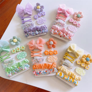 Junyeh 9pcs/set Korean Girls Hair Accessories Set Hair Clips Pins Elastic Hair Tie Scrunchies Birthday Gift For Baby Girls Kids