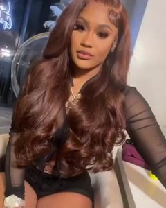 Mái Tóc Giả Tổng Hợp Full Lace Frontal HD 13x4x1 Kiểu Sóng Body Màu Nâu Dành Cho Nữ Tóc Dài Mềm Mại Đã Tỉa Sẵn Dùng Cho Cosplay Hàng Ngày Tiệc Tùng Đám Cưới