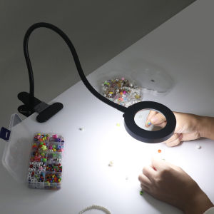 NEWACALOX 3X Magnifying Glass with Light Flexible Gooseneck Magnifying Lamp 3 Color Modes Stepless Dimmable Lighted Magnifier