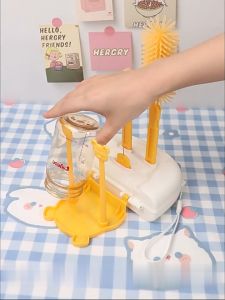 SK-C1069 Sikat Botol Susu Bayi 6IN1 dengan Rak Pengering Botol Portable / Set Bottle Brush + Drying